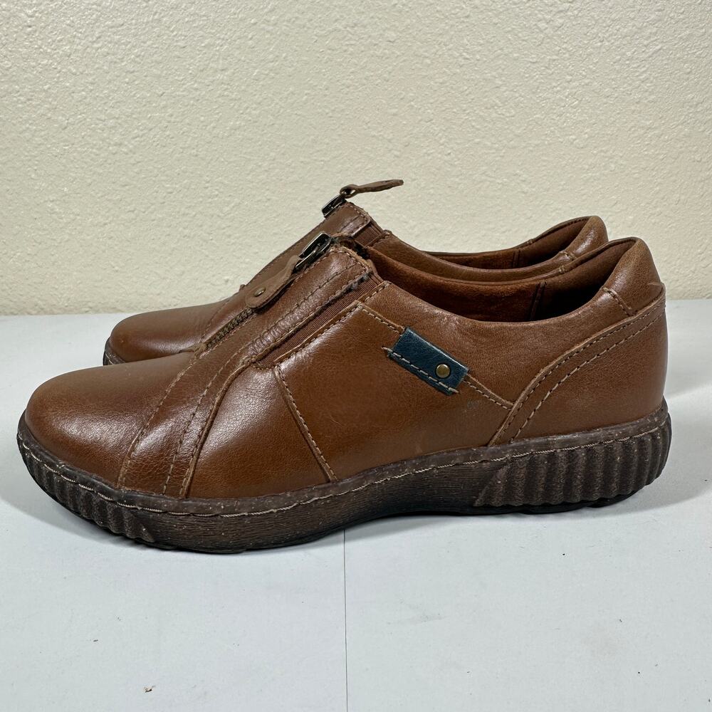 Clarks Women's Magnolia Zip Up Brown Leather Shoes US Size 7.5 M